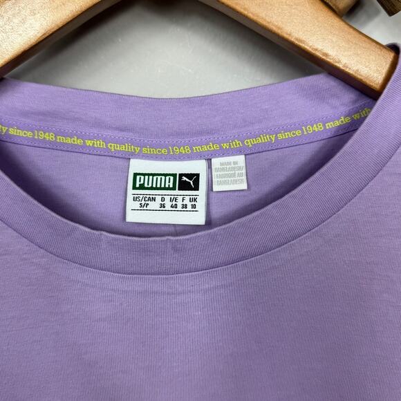 New Puma Women's Classics Logo Tee Solid Purple Rose Size S - Picture 3 of 9